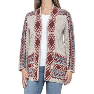 LUCKY BRAND Boho Aztec Southwestern Cardigan Sweater Medium Western Yellowstone